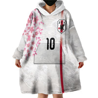 Custom Japan National Football Wearable Blanket Hoodie Cherry Blossom Sakura Wave Traditional Graphic Art