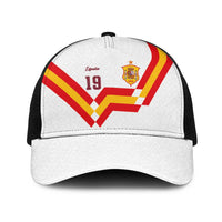 Custom Spain National Football Baseball Net Cap Geometric Flag Stripe Pattern Retro Graphic Concept