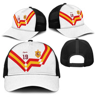 Custom Spain National Football Baseball Net Cap Geometric Flag Stripe Pattern Retro Graphic Concept