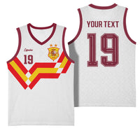 Custom Spain National Football Basketball Jersey Geometric Flag Stripe Pattern Retro Graphic Concept