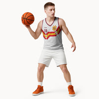 Custom Spain National Football Basketball Jersey Geometric Flag Stripe Pattern Retro Graphic Concept