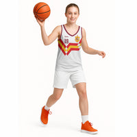 Custom Spain National Football Basketball Jersey Geometric Flag Stripe Pattern Retro Graphic Concept