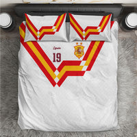 Custom Spain National Football Bedding Set Geometric Flag Stripe Pattern Retro Graphic Concept