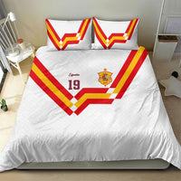 Custom Spain National Football Bedding Set Geometric Flag Stripe Pattern Retro Graphic Concept
