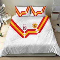 Custom Spain National Football Bedding Set Geometric Flag Stripe Pattern Retro Graphic Concept