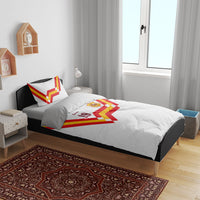 Custom Spain National Football Bedding Set Geometric Flag Stripe Pattern Retro Graphic Concept