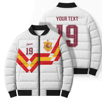 Custom Spain National Football Bomber Puffer Jacket Geometric Flag Stripe Pattern Retro Graphic Concept