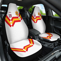 Custom Spain National Football Car Seat Cover Geometric Flag Stripe Pattern Retro Graphic Concept