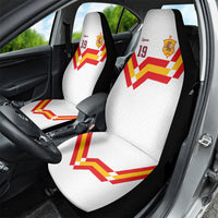 Custom Spain National Football Car Seat Cover Geometric Flag Stripe Pattern Retro Graphic Concept