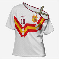 Custom Spain National Football Cross Shoulder Shirt Geometric Flag Stripe Pattern Retro Graphic Concept