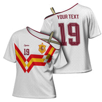 Custom Spain National Football Cross Shoulder Shirt Geometric Flag Stripe Pattern Retro Graphic Concept