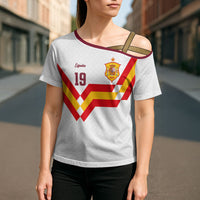 Custom Spain National Football Cross Shoulder Shirt Geometric Flag Stripe Pattern Retro Graphic Concept