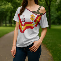 Custom Spain National Football Cross Shoulder Shirt Geometric Flag Stripe Pattern Retro Graphic Concept