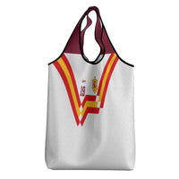 Custom Spain National Football Grocery Bag Geometric Flag Stripe Pattern Retro Graphic Concept