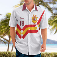 Custom Spain National Football Hawaiian Shirt Geometric Flag Stripe Pattern Retro Graphic Concept