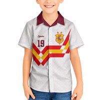 Custom Spain National Football Hawaiian Shirt Geometric Flag Stripe Pattern Retro Graphic Concept
