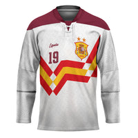 Custom Spain National Football Hockey Jersey Geometric Flag Stripe Pattern Retro Graphic Concept