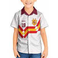 Custom Spain National Football Kid Hawaiian Shirt Geometric Flag Stripe Pattern Retro Graphic Concept