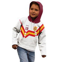 Custom Spain National Football Kid Hoodie Geometric Flag Stripe Pattern Retro Graphic Concept
