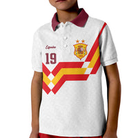 Custom Spain National Football Kid Polo Shirt Geometric Flag Stripe Pattern Retro Graphic Concept