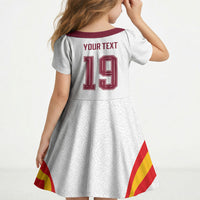 Custom Spain National Football Kid Short Sleeve Dress Geometric Flag Stripe Pattern Retro Graphic Concept