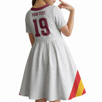 Custom Spain National Football Kid Short Sleeve Dress Geometric Flag Stripe Pattern Retro Graphic Concept