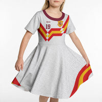 Custom Spain National Football Kid Short Sleeve Dress Geometric Flag Stripe Pattern Retro Graphic Concept