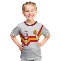 Custom Spain National Football Kid T Shirt Geometric Flag Stripe Pattern Retro Graphic Concept