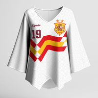 Custom Spain National Football Kimono Sleeve Blouse Geometric Flag Stripe Pattern Retro Graphic Concept