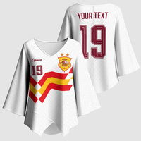 Custom Spain National Football Kimono Sleeve Blouse Geometric Flag Stripe Pattern Retro Graphic Concept