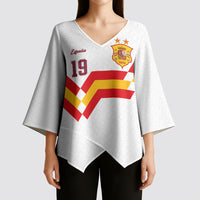 Custom Spain National Football Kimono Sleeve Blouse Geometric Flag Stripe Pattern Retro Graphic Concept