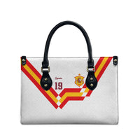 Custom Spain National Football Leather Bag Geometric Flag Stripe Pattern Retro Graphic Concept