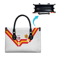 Custom Spain National Football Leather Bag Geometric Flag Stripe Pattern Retro Graphic Concept