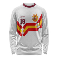 Custom Spain National Football Long Sleeve Shirt Geometric Flag Stripe Pattern Retro Graphic Concept