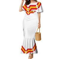 Custom Spain National Football Mermaid Dress Geometric Flag Stripe Pattern Retro Graphic Concept
