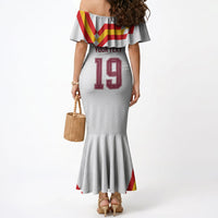 Custom Spain National Football Mermaid Dress Geometric Flag Stripe Pattern Retro Graphic Concept
