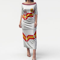 Custom Spain National Football Puletasi Geometric Flag Stripe Pattern Retro Graphic Concept