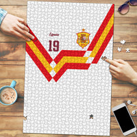 Custom Spain National Football Puzzle Geometric Flag Stripe Pattern Retro Graphic Concept
