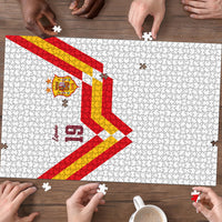 Custom Spain National Football Puzzle Geometric Flag Stripe Pattern Retro Graphic Concept