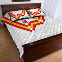 Custom Spain National Football Quilt Bed Set Geometric Flag Stripe Pattern Retro Graphic Concept