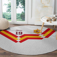 Custom Spain National Football Round Carpet Geometric Flag Stripe Pattern Retro Graphic Concept