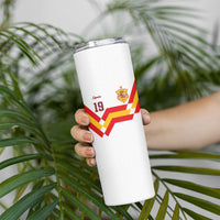 Custom Spain National Football Skinny Tumbler Geometric Flag Stripe Pattern Retro Graphic Concept