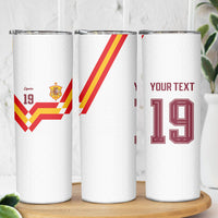 Custom Spain National Football Skinny Tumbler Geometric Flag Stripe Pattern Retro Graphic Concept