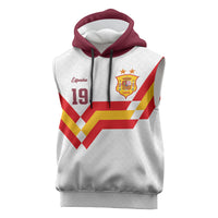 Custom Spain National Football Sleeveless Hoodie Geometric Flag Stripe Pattern Retro Graphic Concept