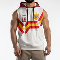 Custom Spain National Football Sleeveless Hoodie Geometric Flag Stripe Pattern Retro Graphic Concept