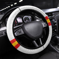Spain National Football Steering Wheel Cover Geometric Flag Stripe Pattern Retro Graphic Concept