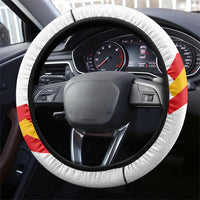 Spain National Football Steering Wheel Cover Geometric Flag Stripe Pattern Retro Graphic Concept