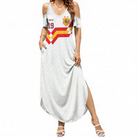 Custom Spain National Football Summer Maxi Dress Geometric Flag Stripe Pattern Retro Graphic Concept