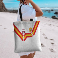 Custom Spain National Football Tote Bag Geometric Flag Stripe Pattern Retro Graphic Concept