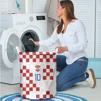 Custom Croatia National Football Laundry Basket Red Checkerboard Glagolitic Script Geometric Pattern Art